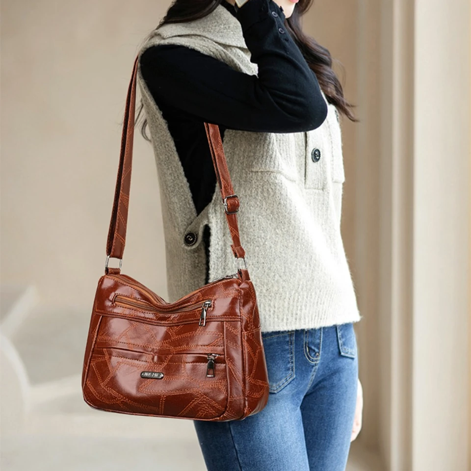 2 Main Pockets Purses and Handbags Pu Leather Crossbody Bags for Women Mom Designer Shoulder Messenger Bag Sac A Main New