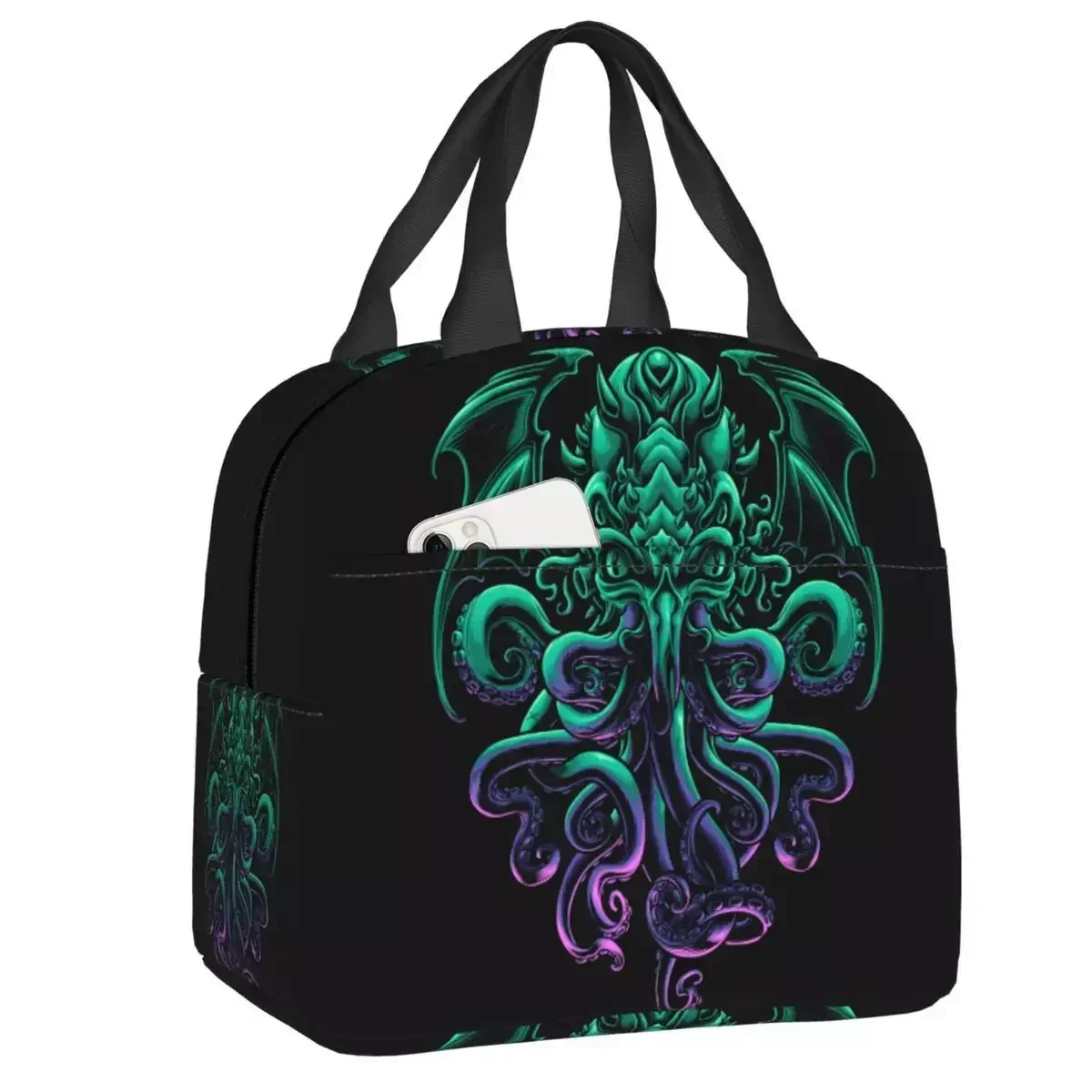 

2024 Cthulhu Master Of Rlyeh Resuable Lunch Boxes Women Leakproof Horror Dark Monster Thermal Cooler Food Insulated Lunch Bag