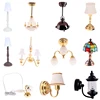 1/6 1/12 Scale Dollhouse Accessories Miniature LED Wall Sconce Lamp, dollhouse table lamp, Battery Operated With ON/OFF Switch 1