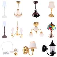 1/6 1/12 Scale Dollhouse Accessories Miniature LED Wall Sconce Lamp, dollhouse table lamp, Battery Operated With ON/OFF Switch 1