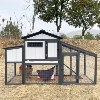 Two-Story Rabbit Hutch with Indoor/Outdoor Wooden Chicken Coop, Nesting Box, Ramp, and Deep Leak-Proof Design 1