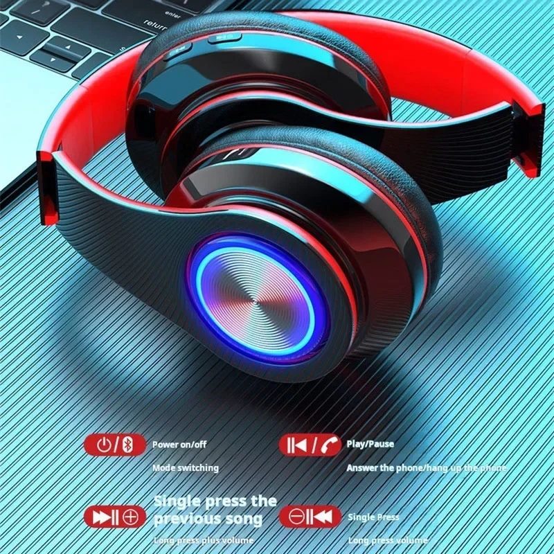 Wireless Surround Sound Bluetooth Gaming Headset with Microphone and Colorful Design