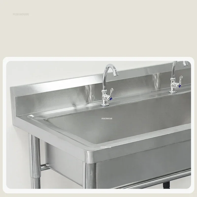 Commercial Stainless Steel Kitchen Sinks with Bracket Single Washing Sinks Integrated for Restaurant School Wash Basin GL