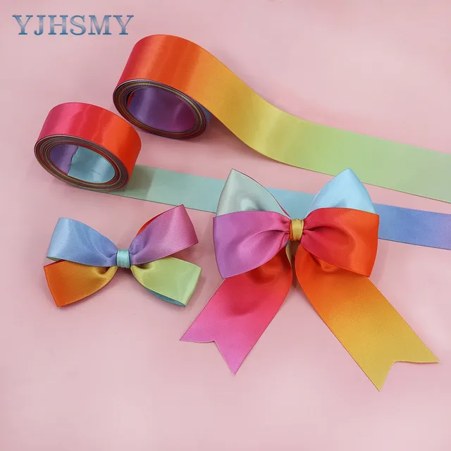 Hying Rainbow Ribbon for Wreath Bows Wrapping Gifts, Lgbt Pride Ribbons for Gift Wrapping Rainbow Birthday Party Decoration Crafts, 2.5 x 10 Yards