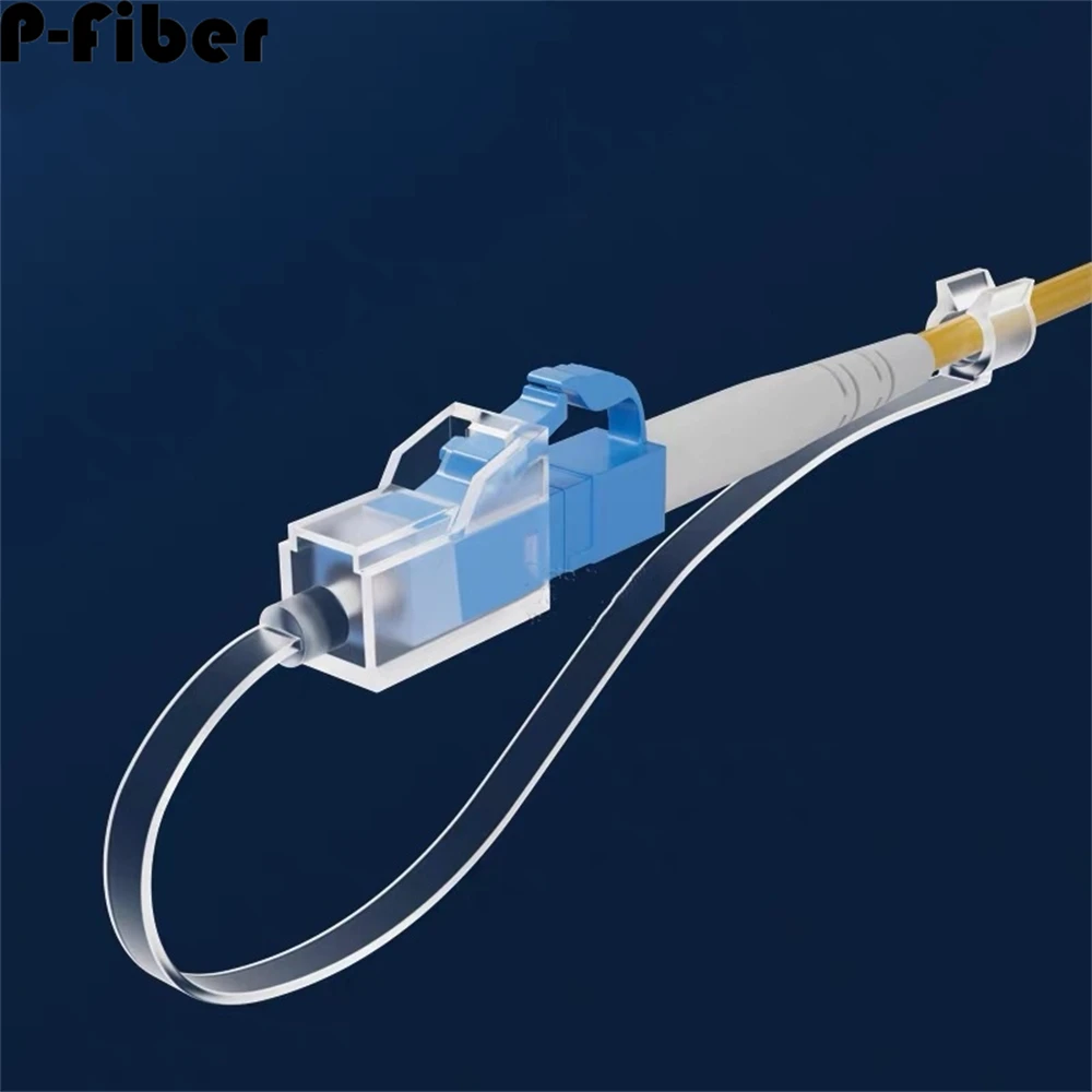 LC dust cap square long tail 100pcs for LC fiber optic jumper connector 1.25mm handle protective cover plug with braid