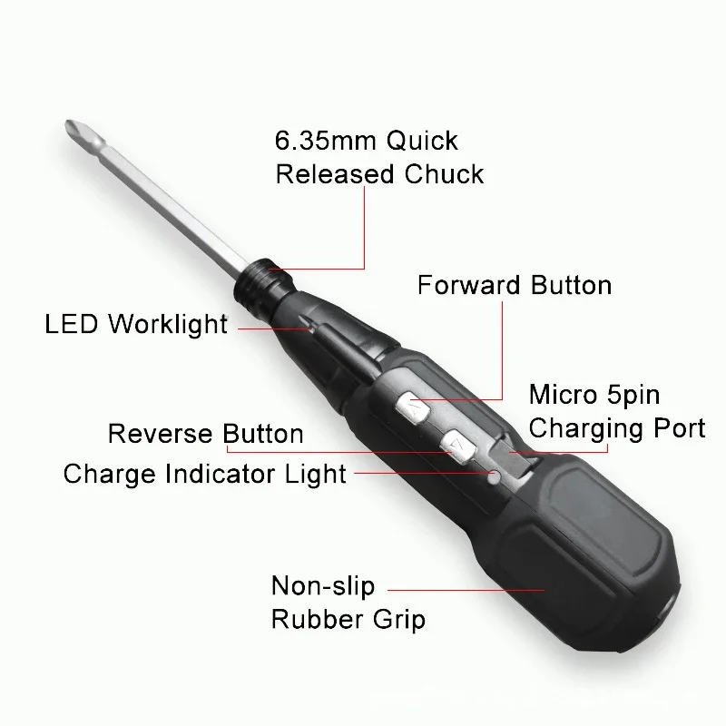 

Mini Home Screwdriver With Magnetic Tip Work Light USB Rechargeable For DIY Household Cordless Electric Screwdriver 3.6V