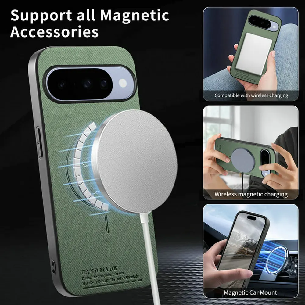 Sleek Leather MagSafe-Compatible Shockproof Case with Wireless Charging
