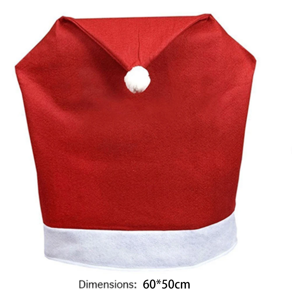 Christmas Santa Hat Seat Cover Decorative Chair Protector Cover Festival Favor for Banquet Holiday Festival Decor