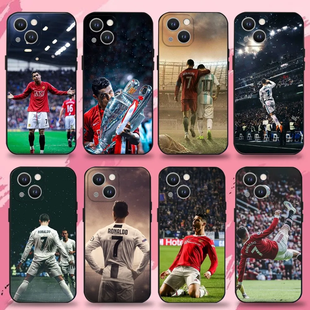 CR7 Football Star Ronaldo Black Soft Silicone Phone Case