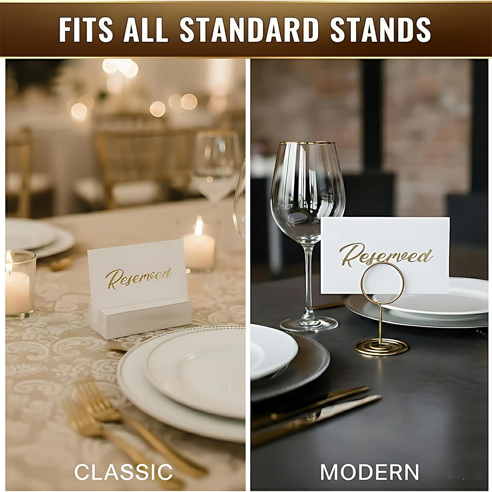 10er-Pack goldene doppelseitige Tischreservierungsschilder, 7,6 x 10,2 cm große freistehende Karten für Hochzeitsfeiern, Restaurants und Partys – Detail 1