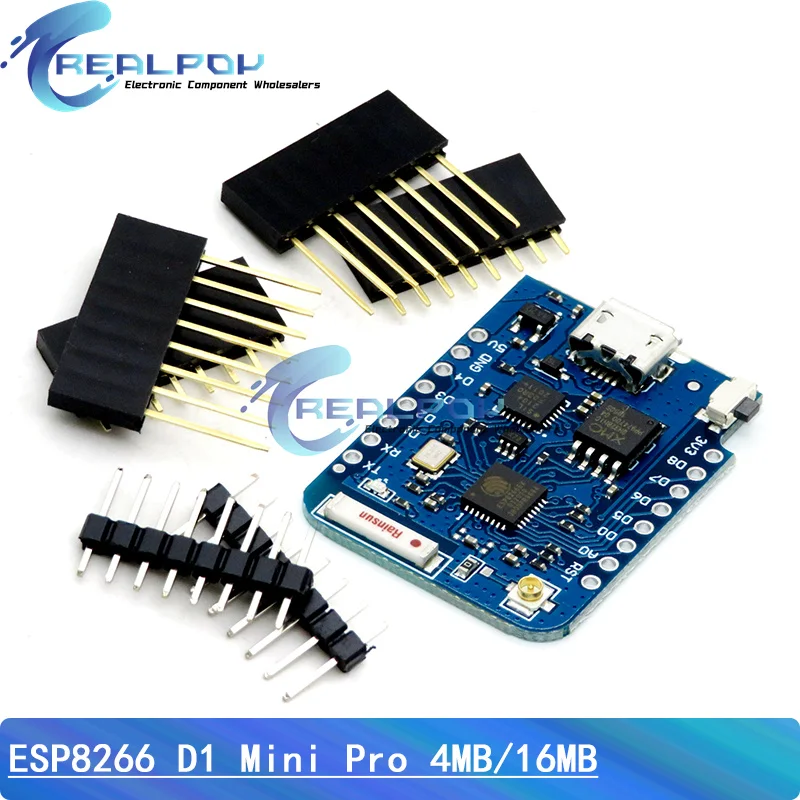 WEMOS D1 Mini Pro 4M 16M Bytes External Antenna Connector NodeMCU Based ESP8266 CP2104 CH9102 WIFI Development Board + Antenna 2