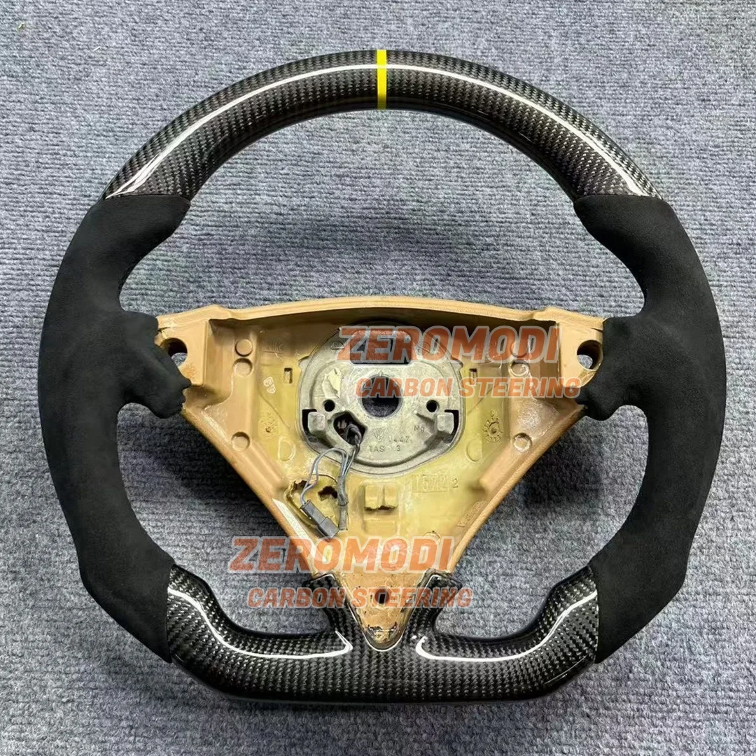 맞춤형 100% 탄소 섬유 가죽 스티어링 휠, 포르쉐 카이엔 터보 GTS 옐로우 스티칭