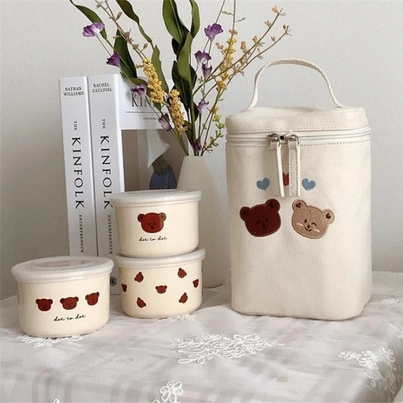Borsa fasciatoio in cotone a forma di orsetto per mamma, organizer per pannolini con cerniera, borsa a mano da donna, borsa maternità con scomparti termici - immagine 3