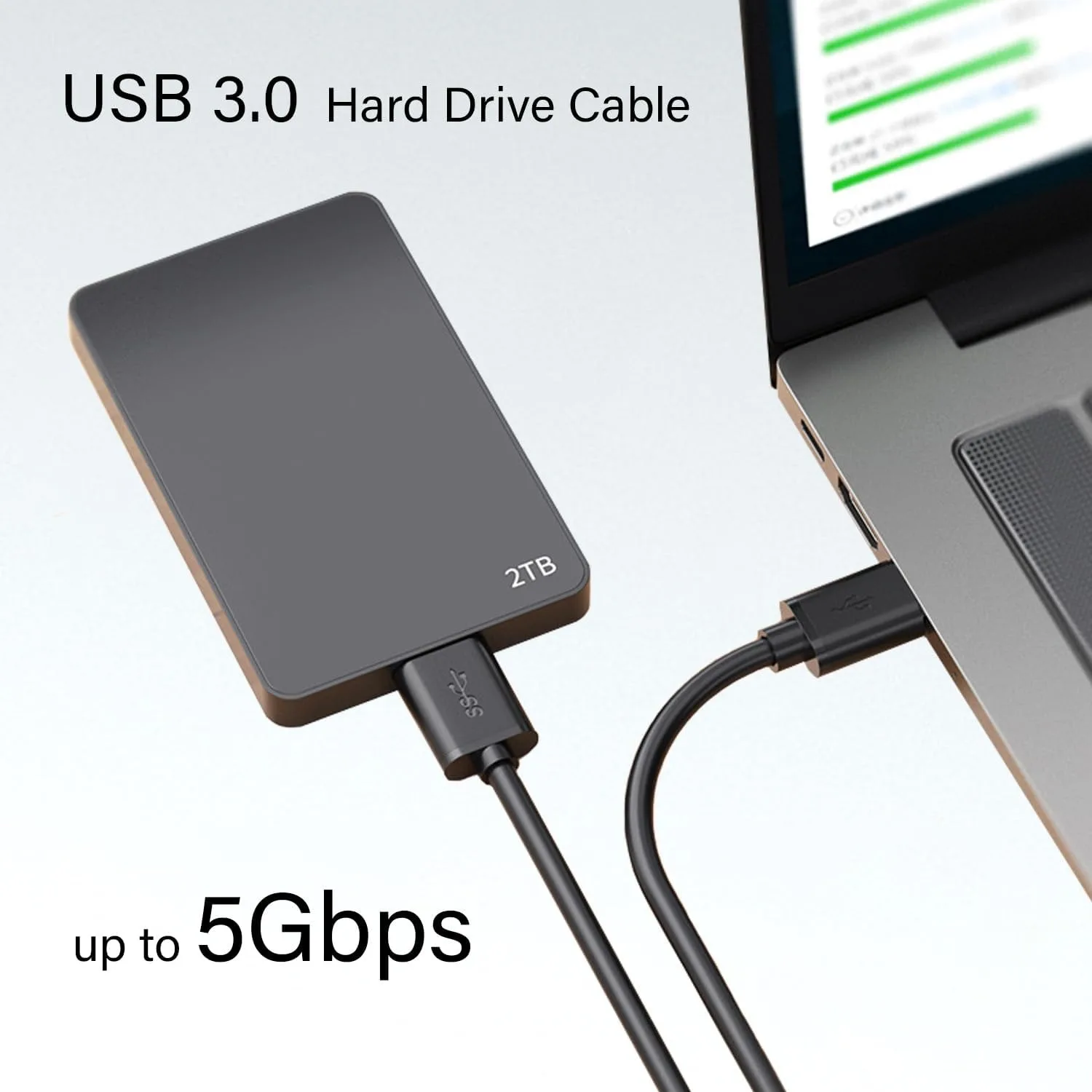 High-Speed USB 3.0 External Hard Drive Data Cable