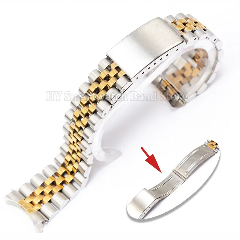 Premium Solid Stainless Steel Luxury Watch Bracelet with Jubilee Curved Design