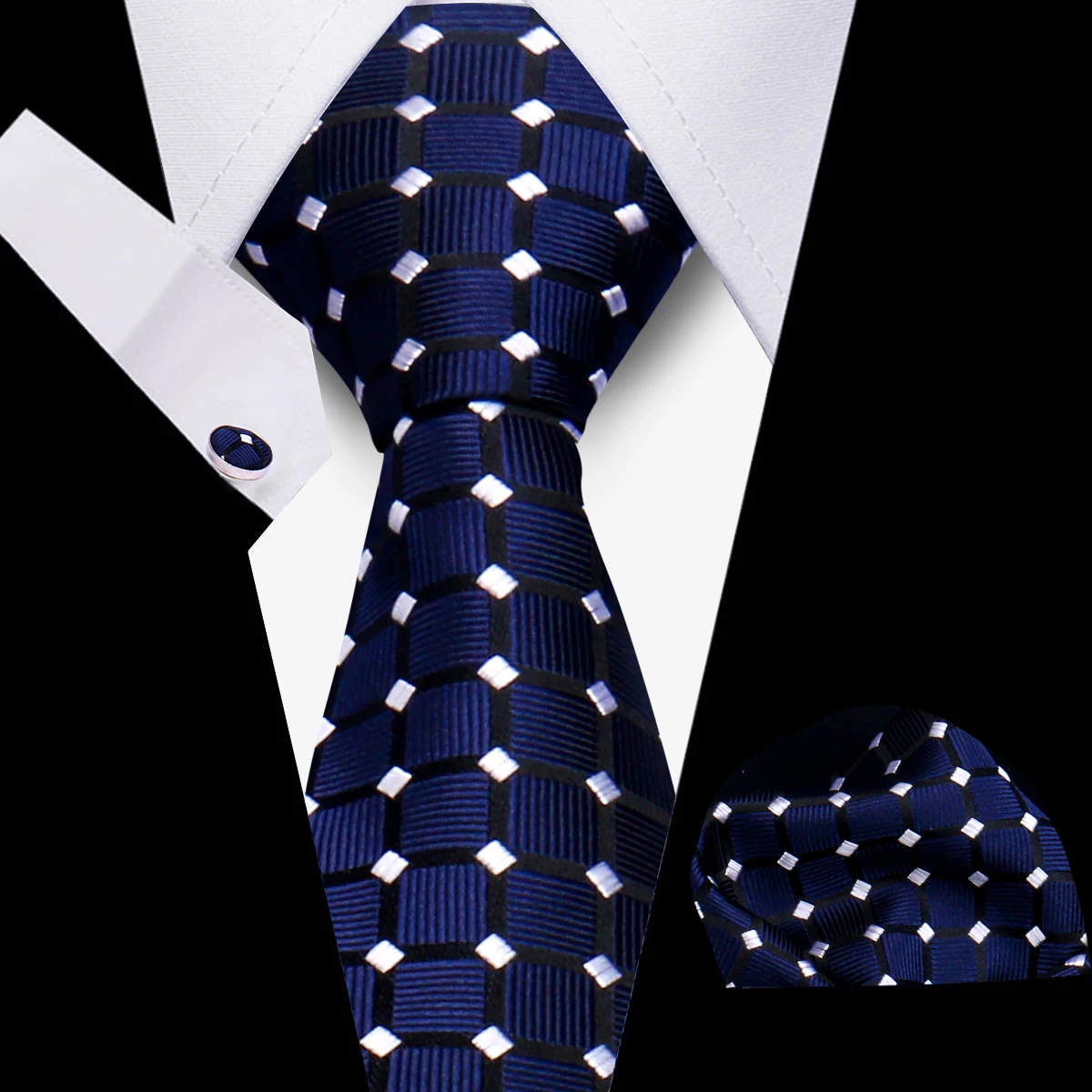 Tie Set Elegant Ties For Men Gift Fashion Men Striped Luxury Necktie Handchief Cufflinks 3 Pcs Business Wedding Suit Accessories