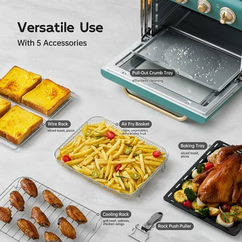 Neretva Air Fryer Toaster Oven Combo, BPA Free Stainless Steel Toaster Oven Air Fryer Combo Larger 21Qt & 360° Rapid Heating Air 2