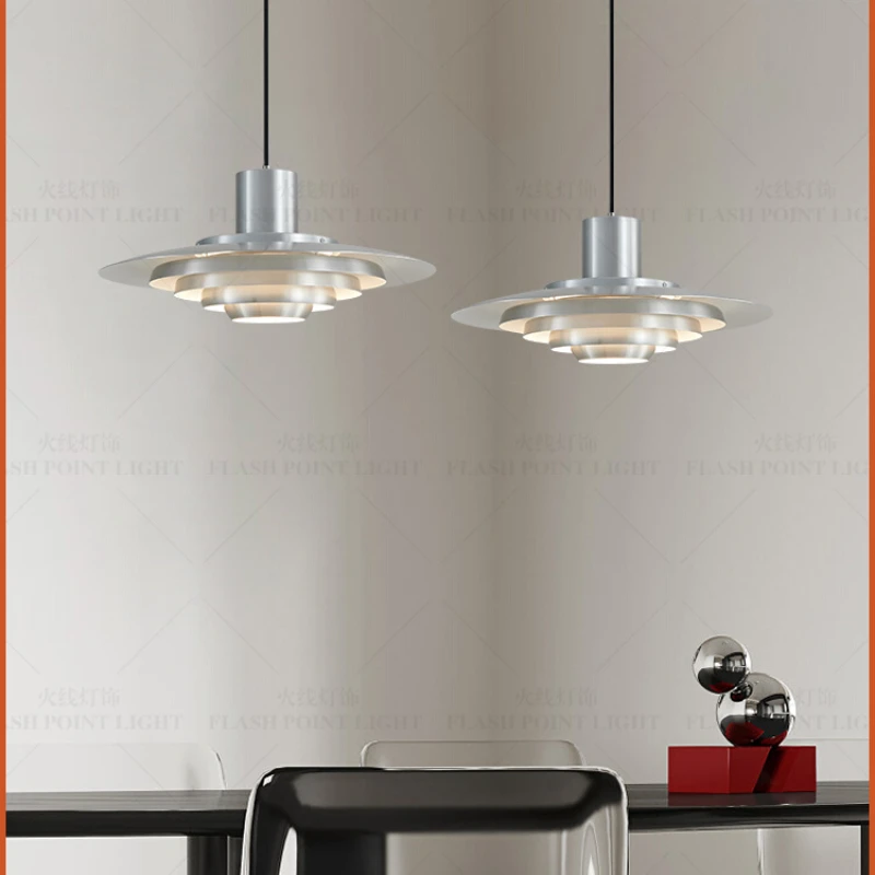 

Minimalist bar, restaurant, aluminum multi-layer lights, Danish p376 chandelier, designer bedroom, study, UFO chandelier