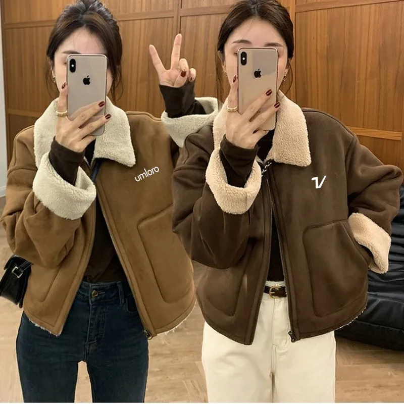 명품 Integrated Fur and Leather Lamb Wool Top Autumn Golf Wear Women New Golf Jacket Fashion Casual Coat Women Clothes
