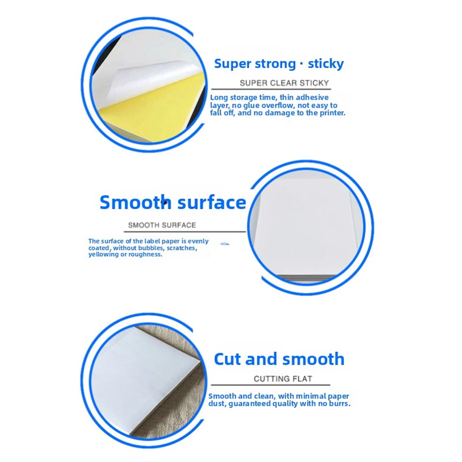 100Pcs Sticker Paper (8.3x11.7in) Inkjet Printer Printable White Sticky Self Adhesive Labels for Arts Craft  Sticker Paper