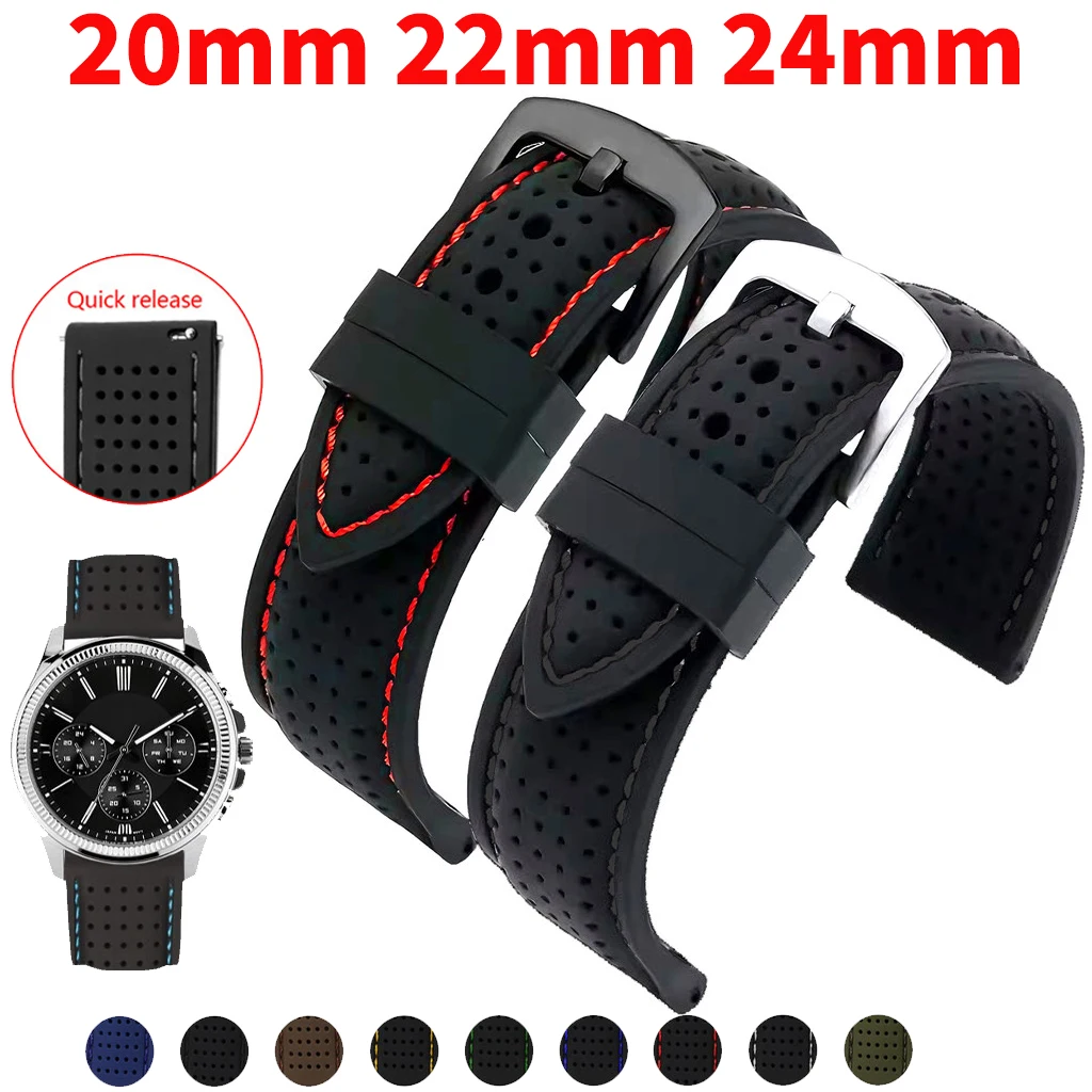 Breathable Soft Silicone Sports Watchband Strap - Universal Size Smartwatch Accessory