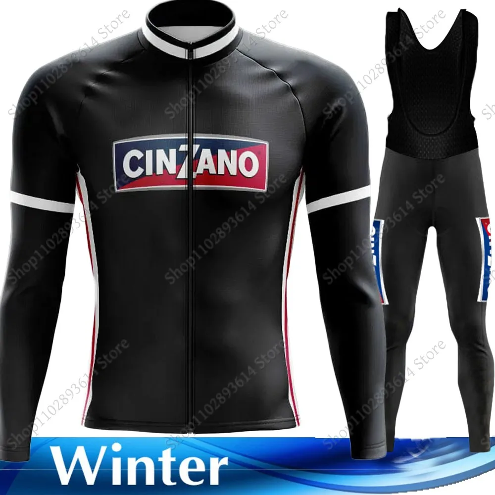 Cinzano-Italy Drink Beer Cycling Jersey Set Men Winter Clothing Suit Long Sleeve MTB Bike Road Pants Wear Maillot