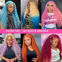 30 pouces 613 dentelle avant perruque cheveux humains Blonde perruque cheveux humains 613 vague profonde HD dentelle avant perruques 200% densité pré plumée pour les femmes 4