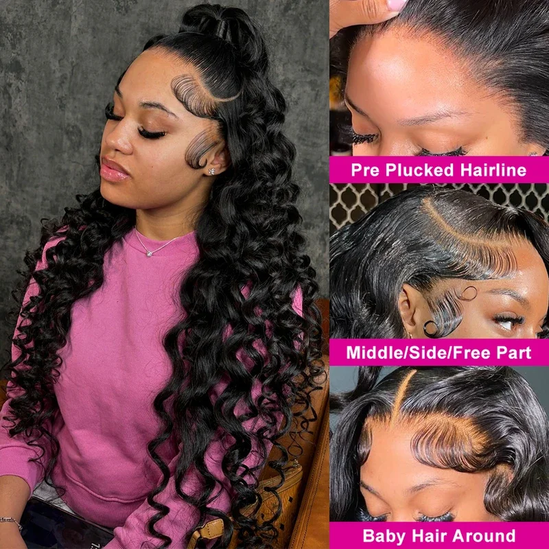 40 42 Inch Loose Wave 13x6 HD Lace Frontal Wig Human Hair Brazilian Loose Deep Waves Curly Wigs Lace Front Wigs For Women