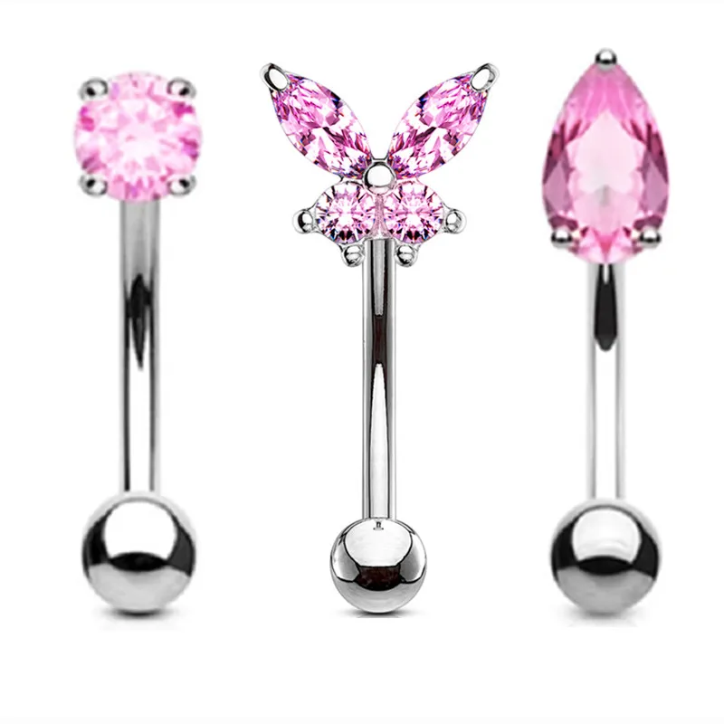 3PCS Herz Augenbraue Piercing Set Kristall Gebogene Barbell Piercing Blume Rook Ohrring Groß CZ Stern Augenbraue Ring Pack Daith ohrring – Detail 3