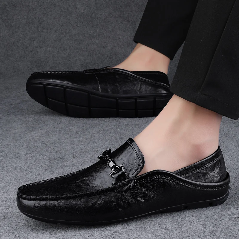 Men's Casual Loafers Fashion Dress Shoes Comfortable Wear-Resistant Lightweight Round Toe Breathable Walking Shoe Spring Autumn