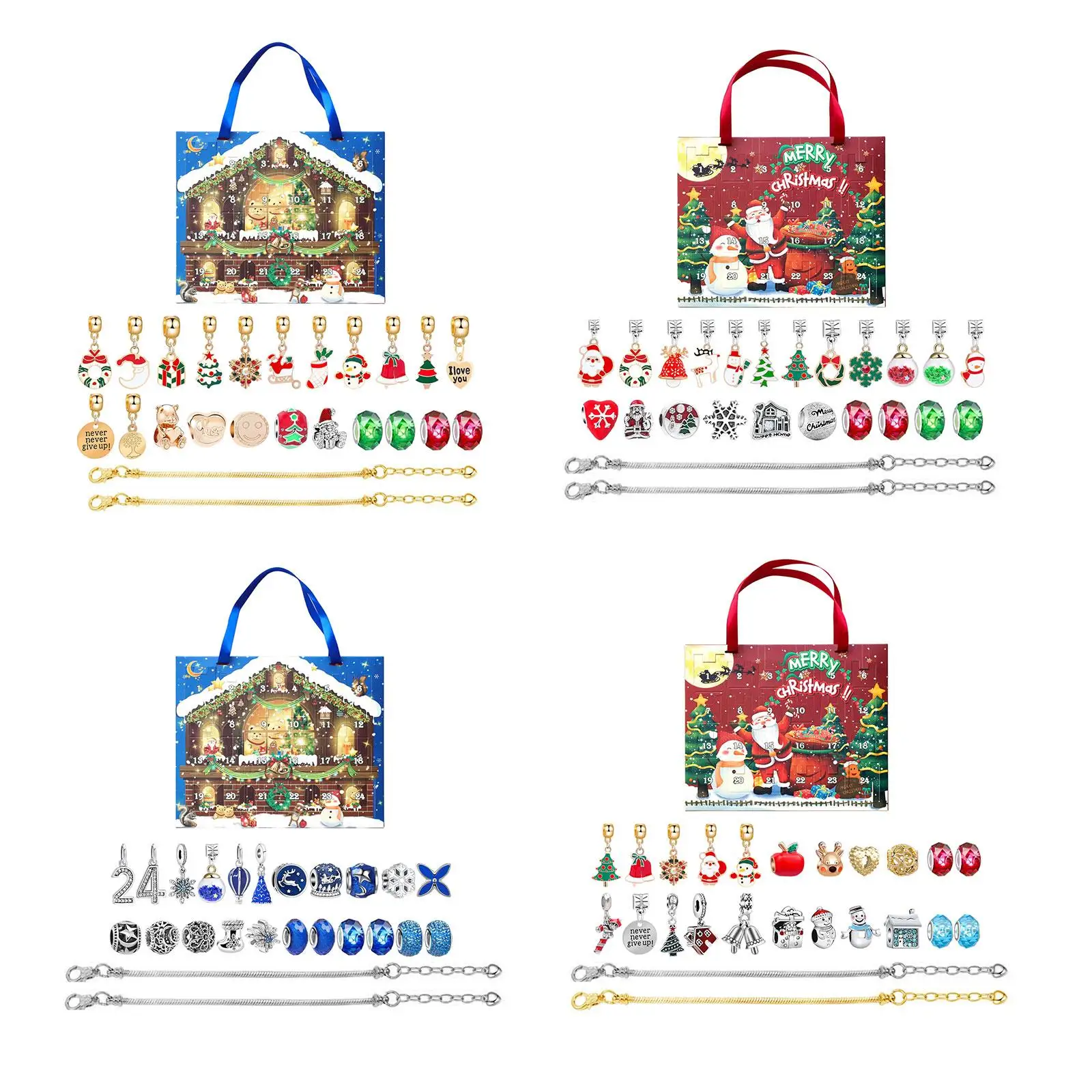 

Xmas Advent Calendar DIY Bracelet Set Holidays Fashion Jewelry Making Decorative Charm Pendants Decoration Festive Party Favors