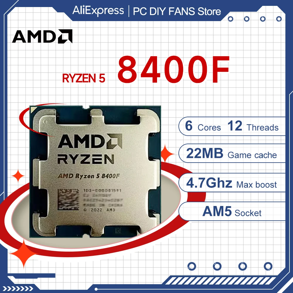 AMD Ryzen 5 8400F R5 8400F 6-Core 12-Thread 4.7GHz 4NM DDR5 CPU