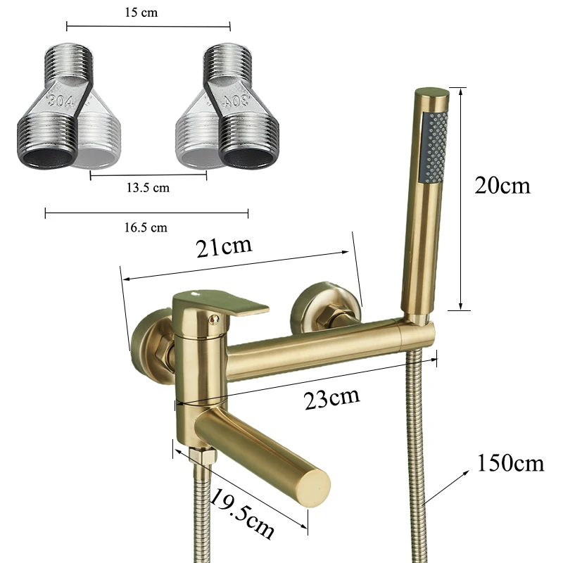 Bathtub Faucet Brass Wall Mounted Bathroom Shower Mixer Tap Single Handle Waterfall Mixing Spout Full Shower Set For Toilet 5