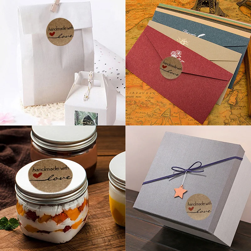 120Pcs Christmas Kraft Paper Stickers Gift Decoration Labels Self-Adhesive Sealing Stickers for Holiday Wrapping Scrapbooking