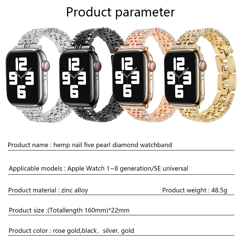 Elegant Bling Metal Wristband Strap
