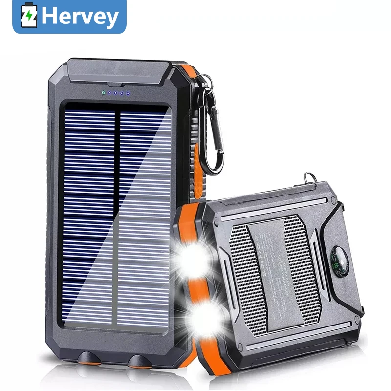 Chargeur Solaire étanche 80000 MAh – Batterie Externe USB, Noir, Camping Et Randonnée