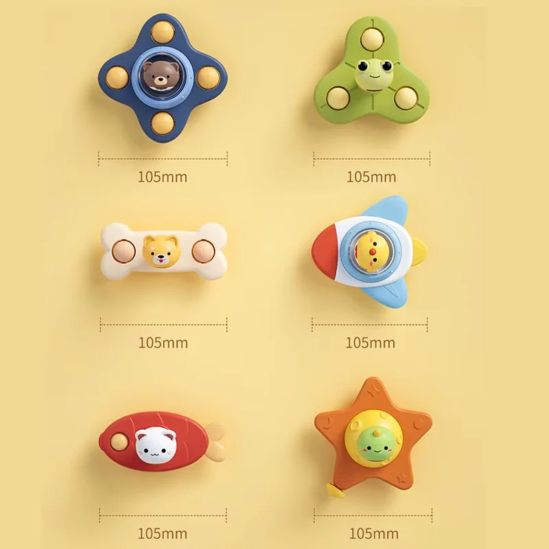  몬테소리 스핀 컵 탑 목욕 장난감 스피너 흡입 감각 목욕 빨판 장난감 딸랑이 회전 조기 교육용 피젯 장난감