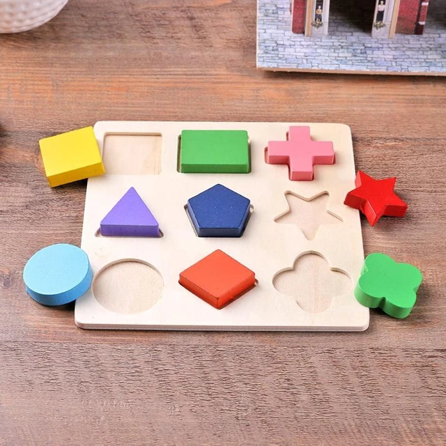 Wooden Puzzle Geometric Shapes 3D Puzzle Montessori Toys Sorting Math Preschool Learning Wood Puzzles Toys For Kids 3