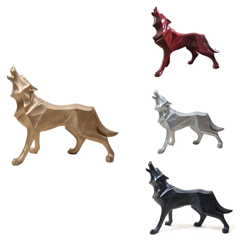 

Wolf Statue Modern Abstract Geometric Style Resin Wolf Animal Figurine Office Home Decoration Accessories Gift Promotion
