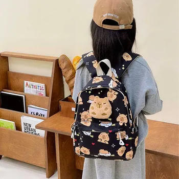 Cute Cartoon Capybara Backpack Plush Large Capacity School Bags Simple Pattern Book Bag Kawaii GirlSchool Backpack Mochila Mujer 1