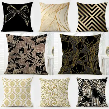 Luxury Gold Design Linen Cushion Cover 1