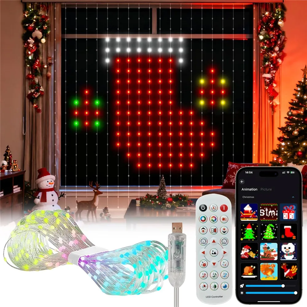 USB DC5V WS2812B Smart Led String Christmas Lights Bluetooth Music App ...