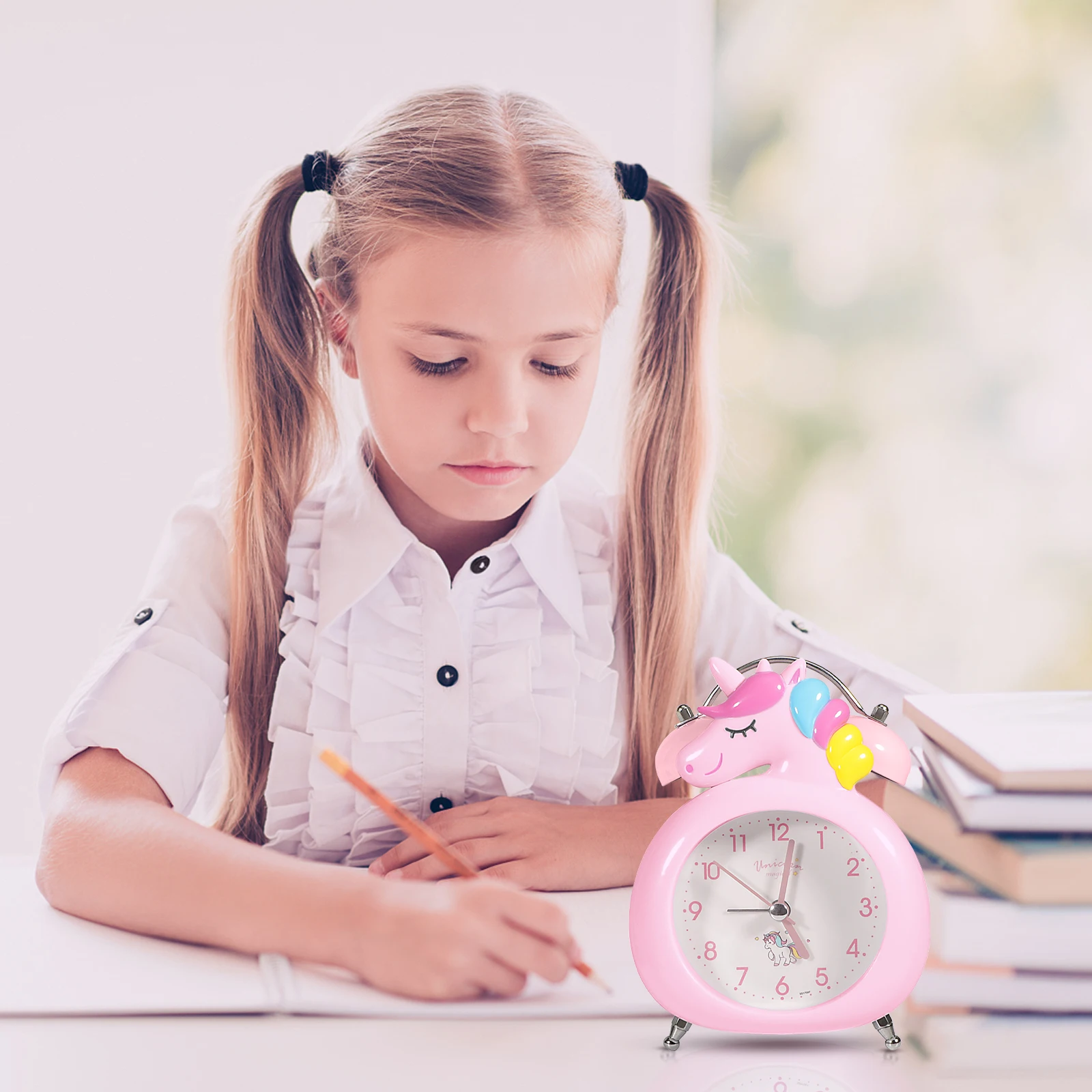 despertador infantil de unicornio ,reloj despertador, con doble campana ,  con retroiluminación, bonito Reloj de escritorio, decoración del hogar,  despertador niña,reloj despertador infantil,Regalos para niños - AliExpress