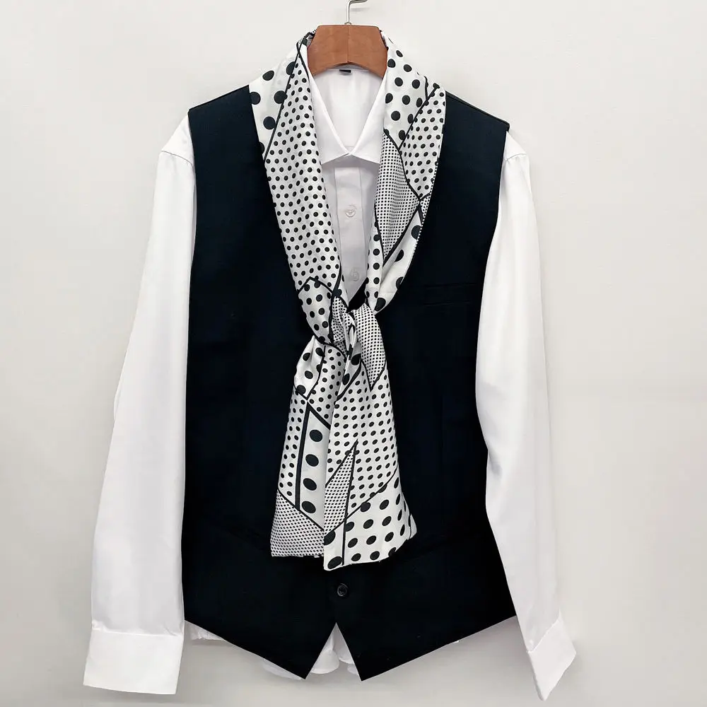 Men's Long Small Silk Scarves with Suits Spring Autumn New Fashionable Versatile Decorative Korean Version Thin  Narrow Scarves - 6