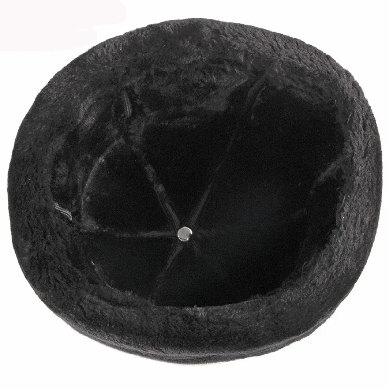 1 Stück Dicke Outdoor Warm Winter Hut Männer Schwarz Pelzleder Russische Männliche Winddichte Schnee Ski Cap Fleece gefüttert – Detail 5