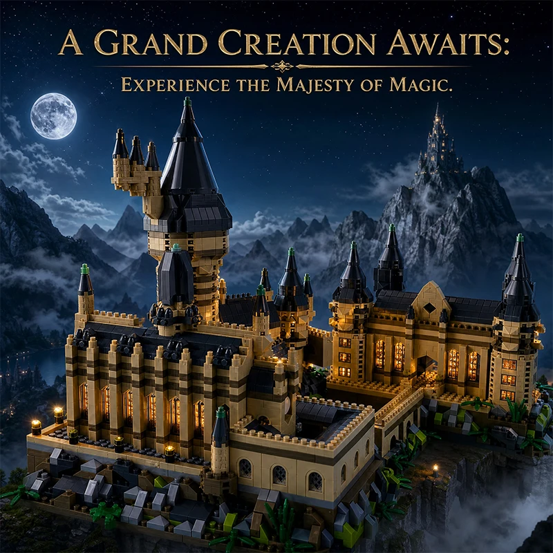Mittelalterliches Magisches Schloss Hogwarts MOC Bausteine-Set Gotisches Gebäude Bausatz Kreative Feiertagsgeschenke Mikro-Bausteine Modell 6000 Teile