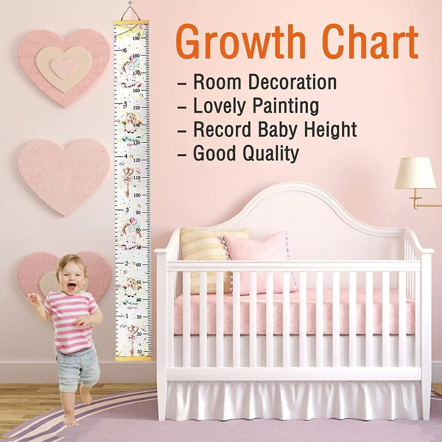 Kids Growth Chart Child Height Measurement Wall Hanging Rulers Room Decoration