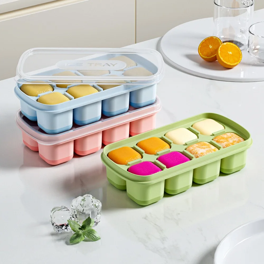 Frozen ice cube artifact ice-making mold household silicone ice tray with lid ice-making box mold cameo cube