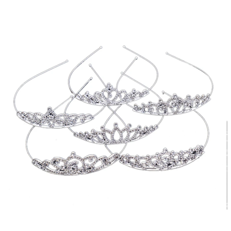 

6Pcs Children's Rhinestone Crown Hair Band Lovely Princess Hair Accessories Show Bride Headwear Bridal Headdress