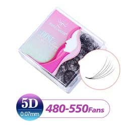 Ultra-Fine Promade Fan Eyelash Extensions - 3D-10D with Pointy Base, 500 Count - 10mm (5D-007)